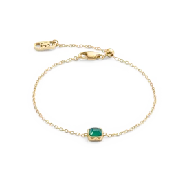 Birthstone May Bracelet Green Agate Gold