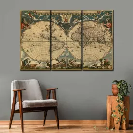 1600s World Map Wall Art