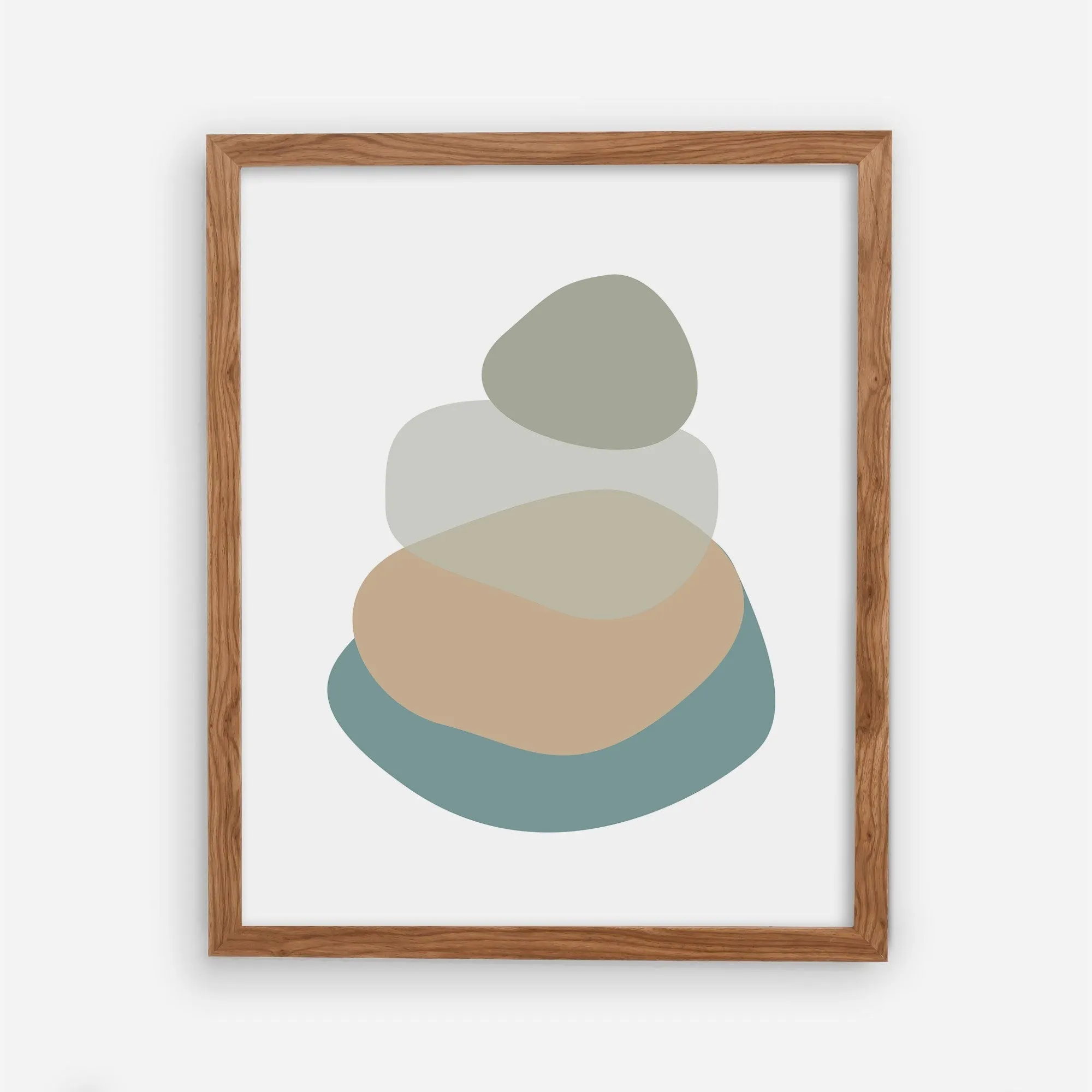 Abstract Bathroom Wall Art in Teal Blue and Sage Green