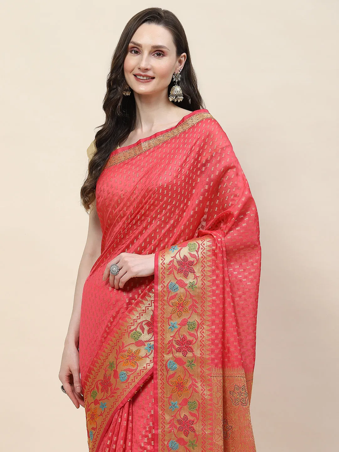 Abstract Woven Cotton Saree