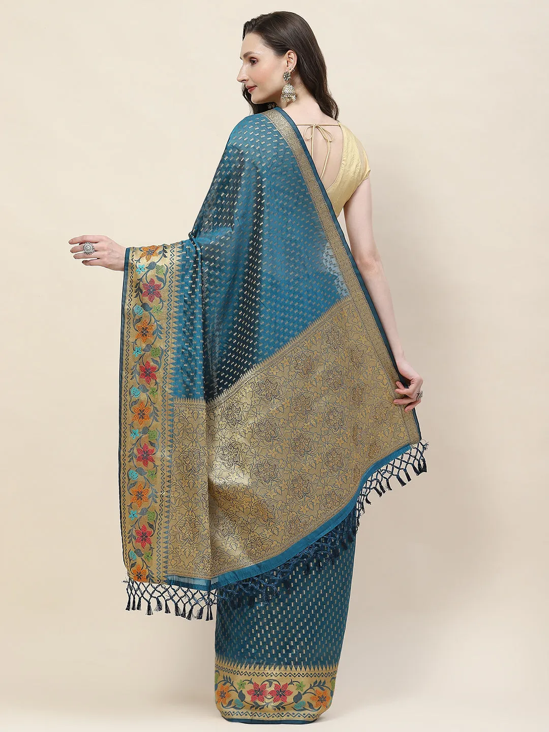 Abstract Woven Cotton Saree