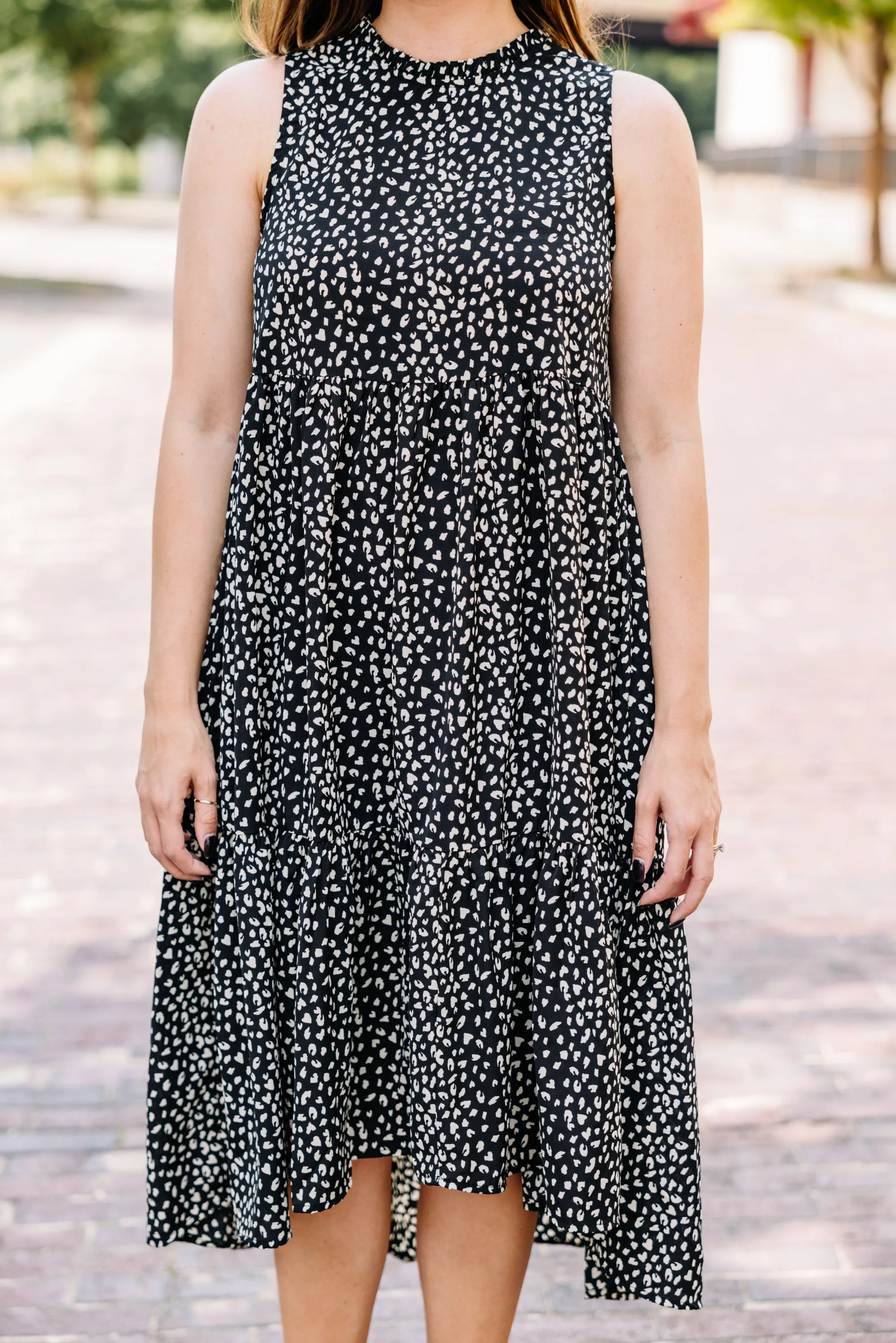 Always Bold Black Spotted Midi Dress