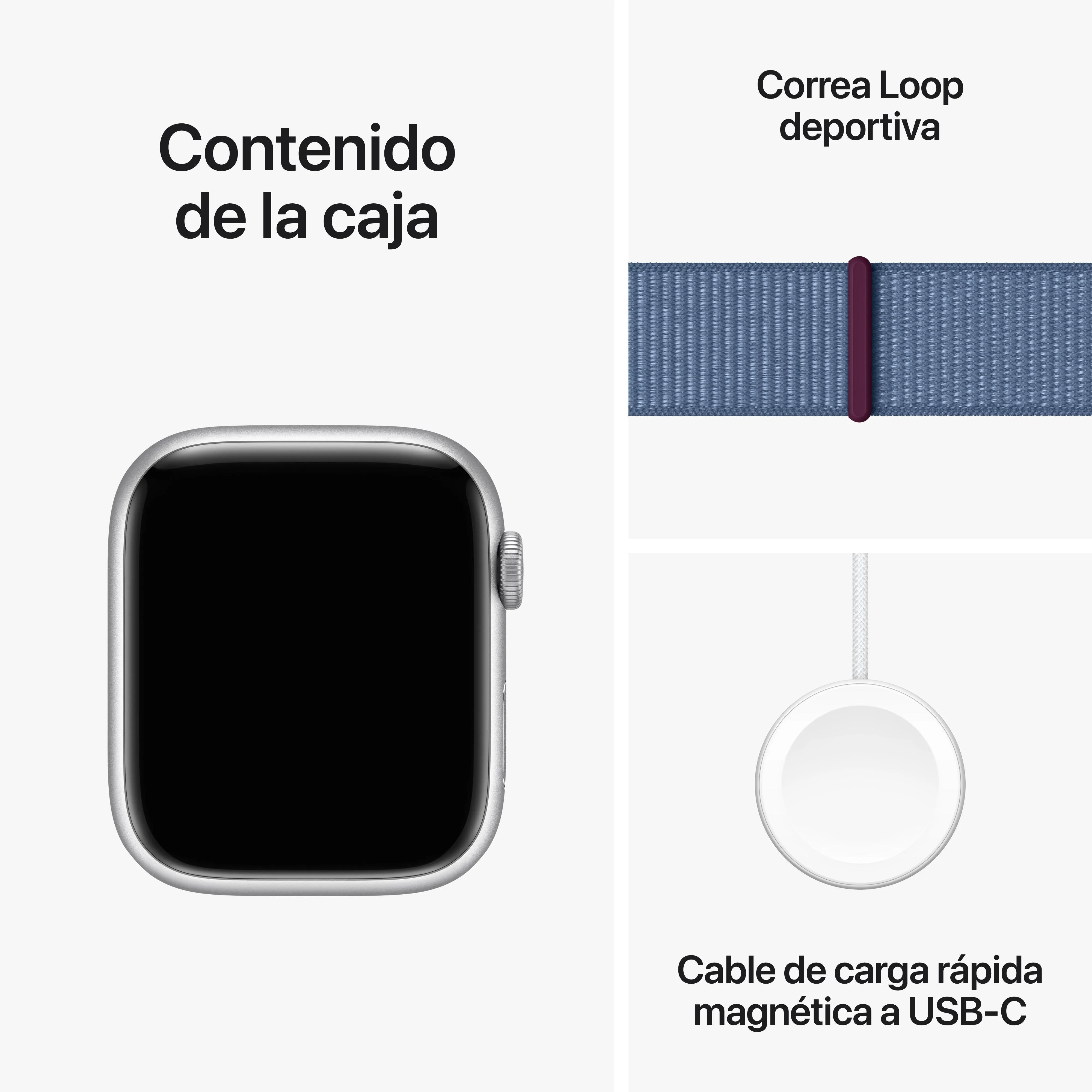 Apple Watch Series 9 (GPS) - Caja de aluminio en plata de 45 mm - Correa Loop deportiva azul invierno