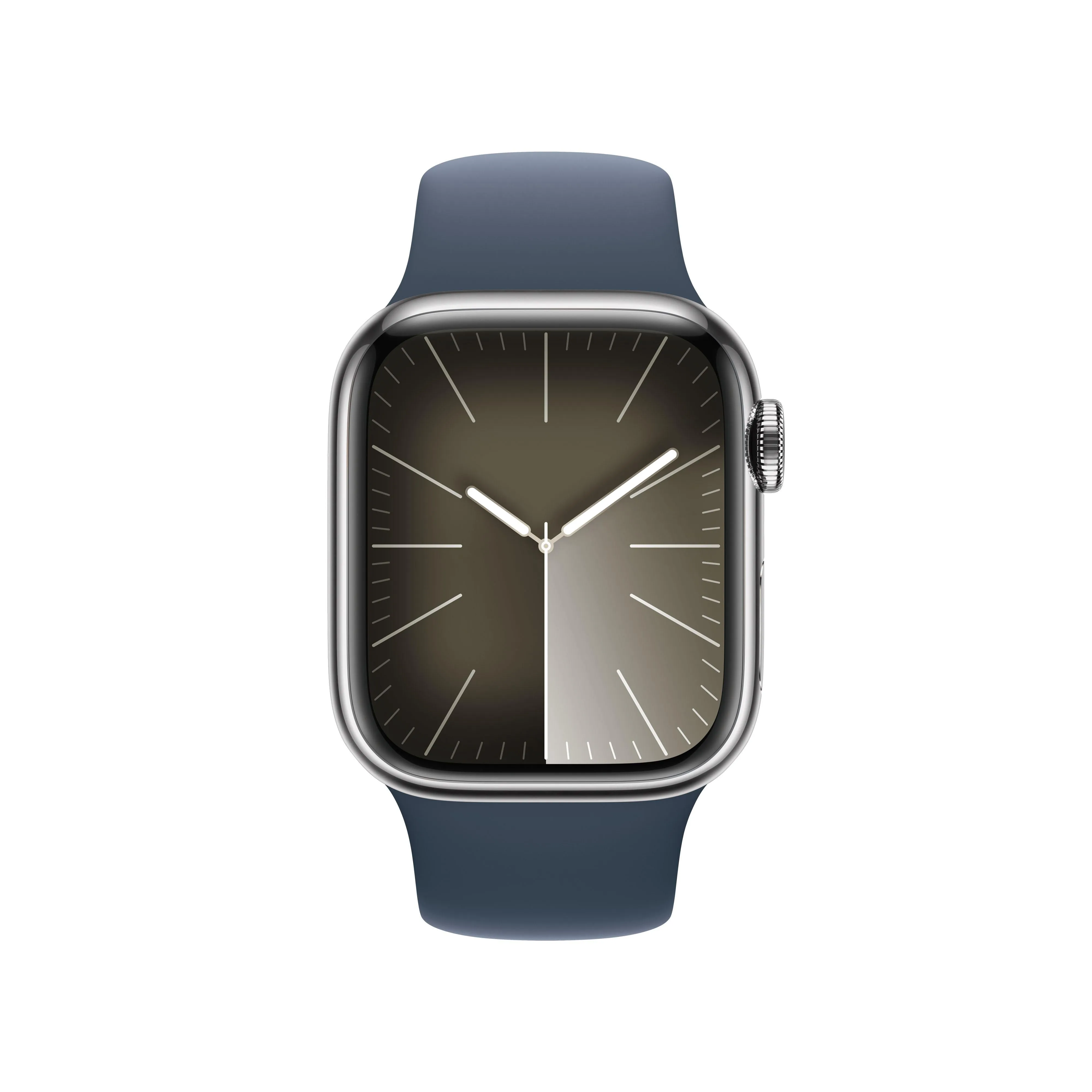 Apple Watch Series 9 (GPS   Cellular) - Caja de acero inoxidable en plata de 41 mm - Correa deportiva azul tempestad - Talla S/M