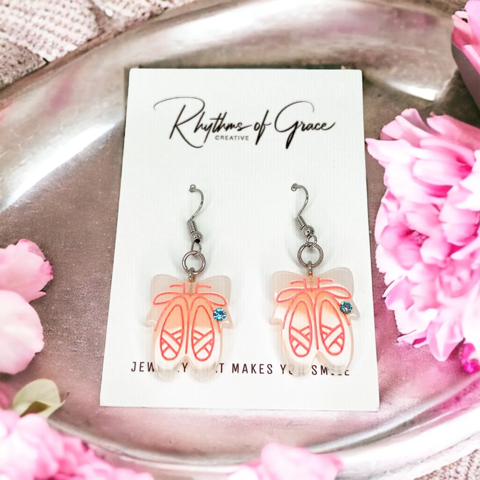 Ballerina Earrings - Ballet Slippers, Handmade Jewelry, Ballet Earrings, Handmade Jewelry, Dancer Earrings, Ballet Shoes, Dancer Jewelry