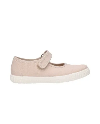 Beige canvas mary janes