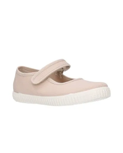 Beige canvas mary janes