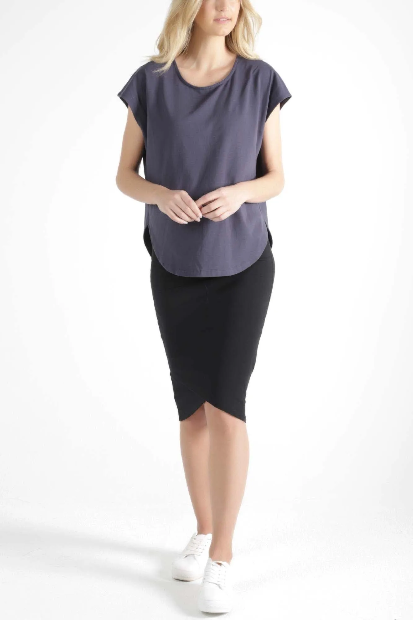 Betty Basics Tulip Top in Blue Stone