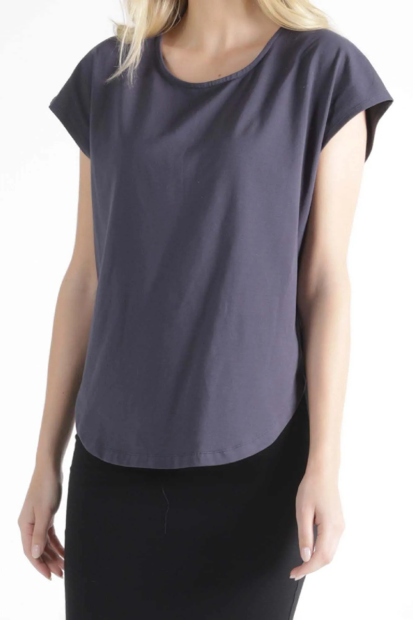 Betty Basics Tulip Top in Blue Stone