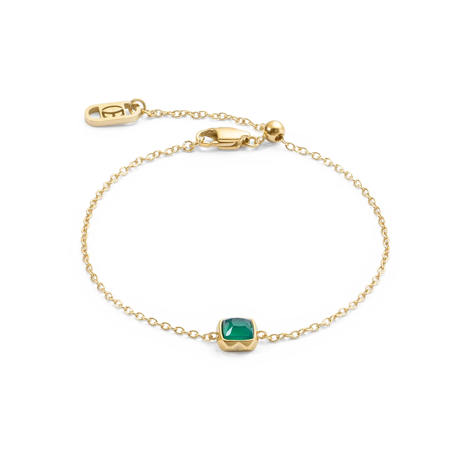 Birthstone May Bracelet Green Agate Gold