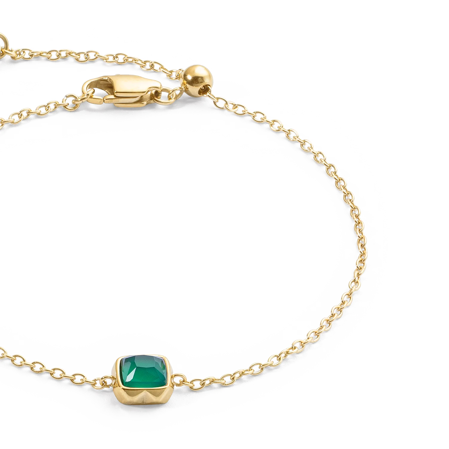 Birthstone May Bracelet Green Agate Gold