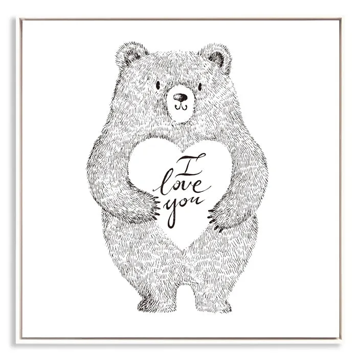 Black and White Bear Wall Art With Frame