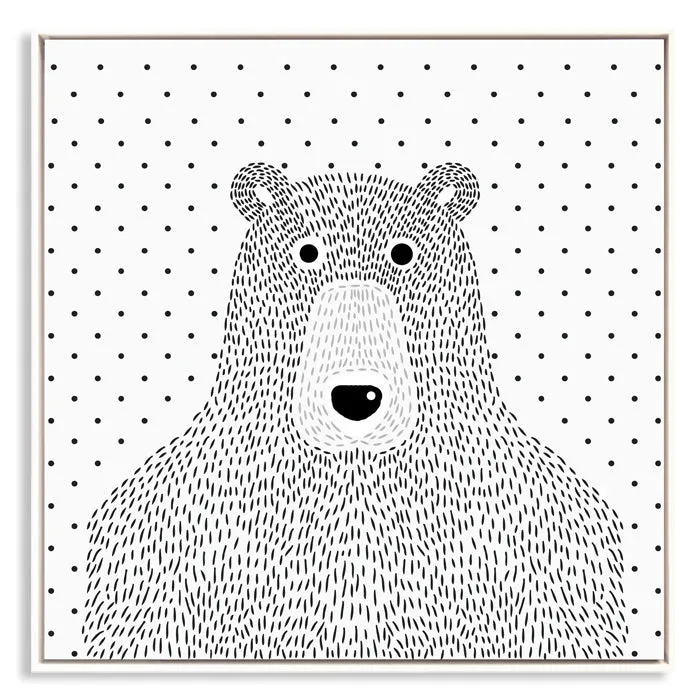 Black and White Bear Wall Art With Frame