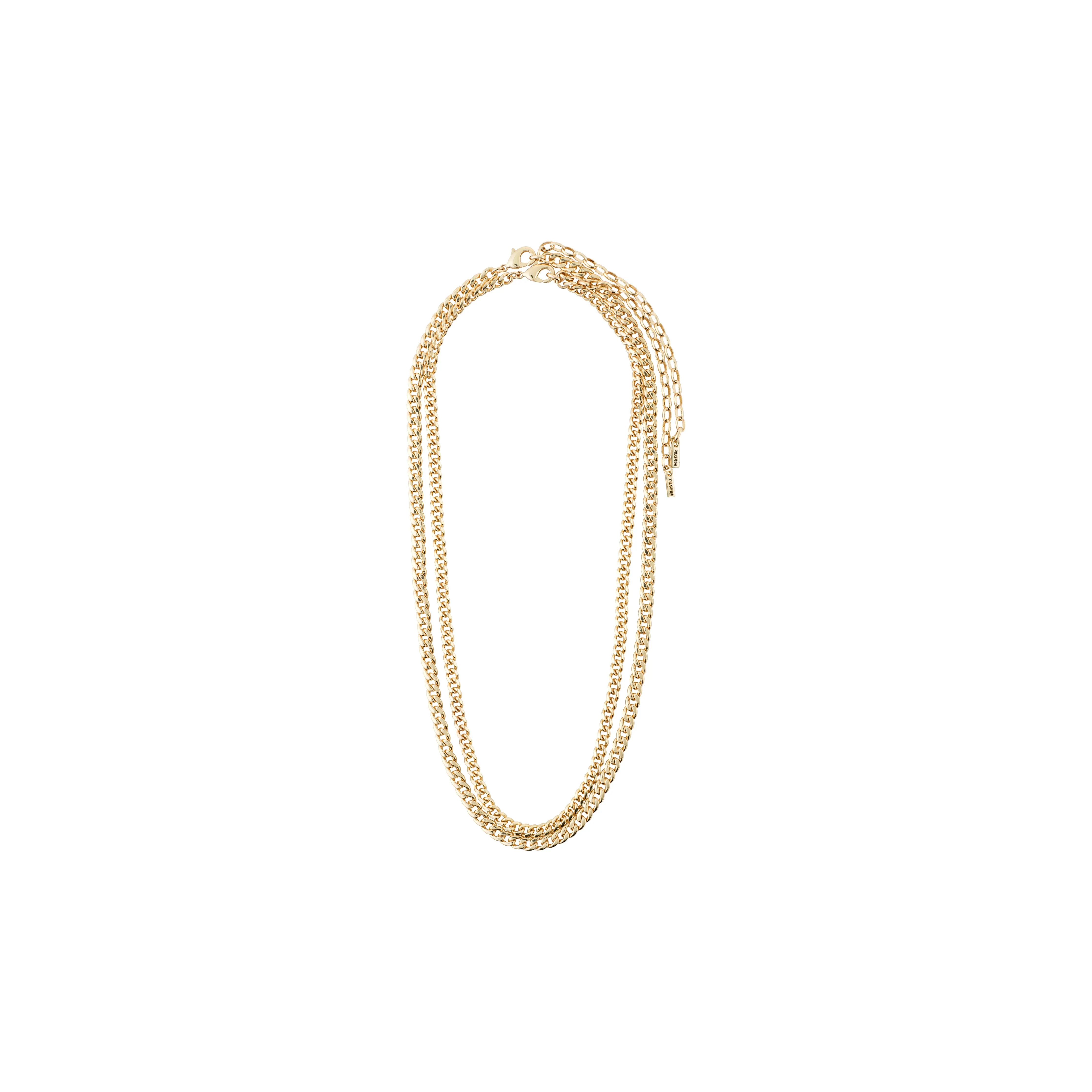 BLOSSOM recycled curb chain necklace 2-in-1 gold-plated