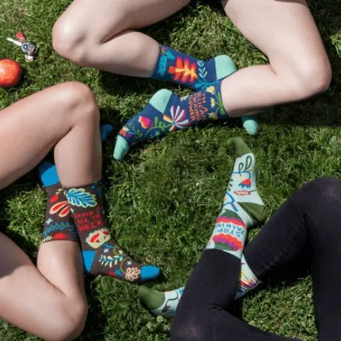 Blue Q "Stop Talking" Crew Socks - Women's