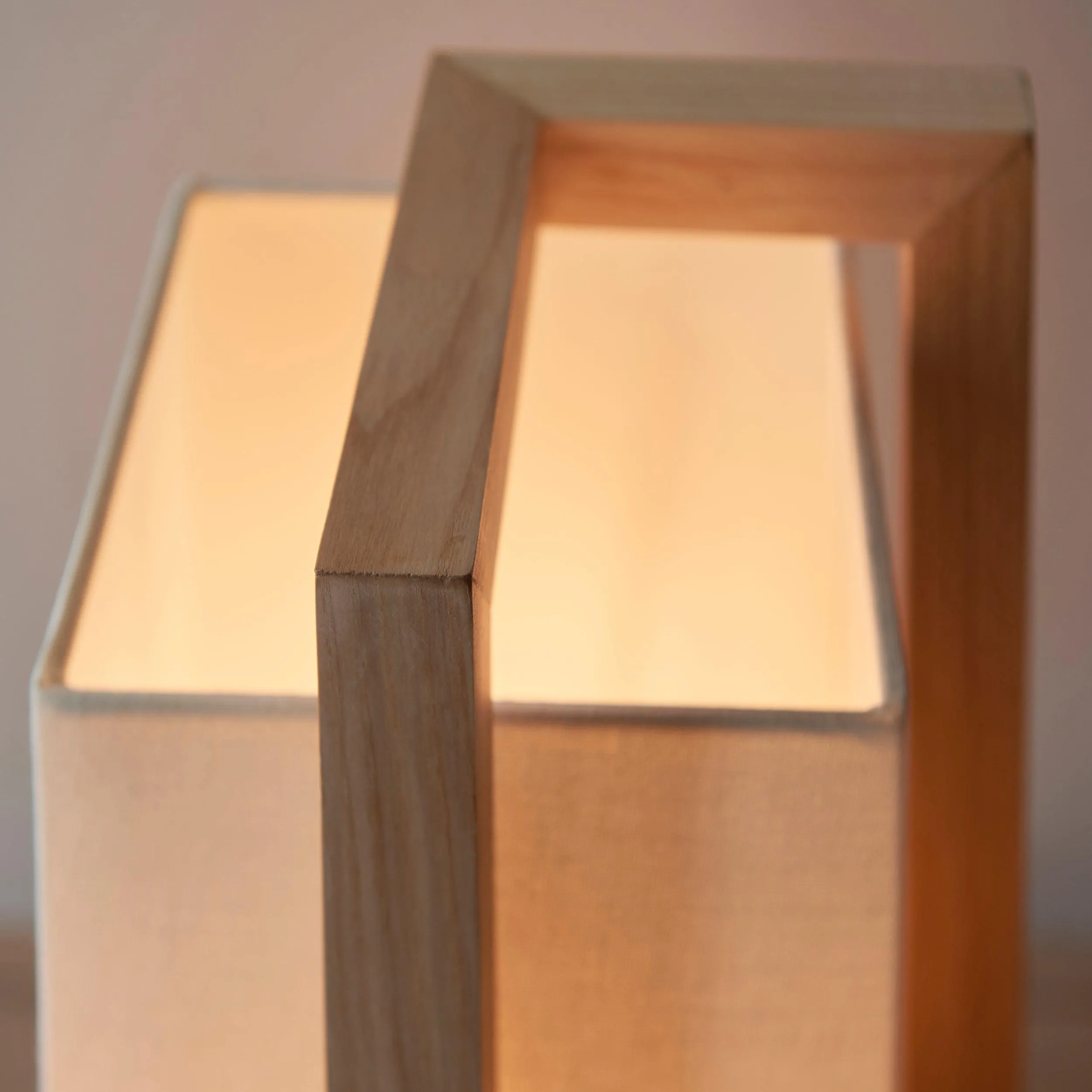 Craft Geometric Wood Table Lamp - White Fabric Shade