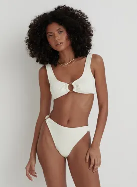 Cream Crinkle Tortoiseshell Bikini Bottom- Faie