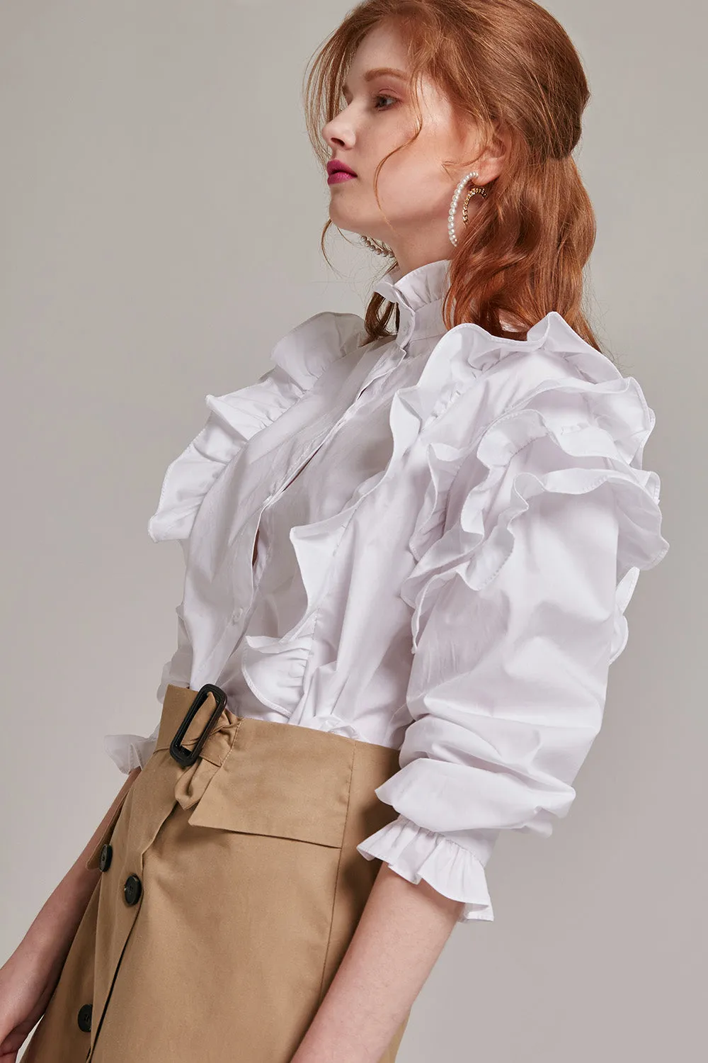 Ellie High Neck Ruffle Blouse