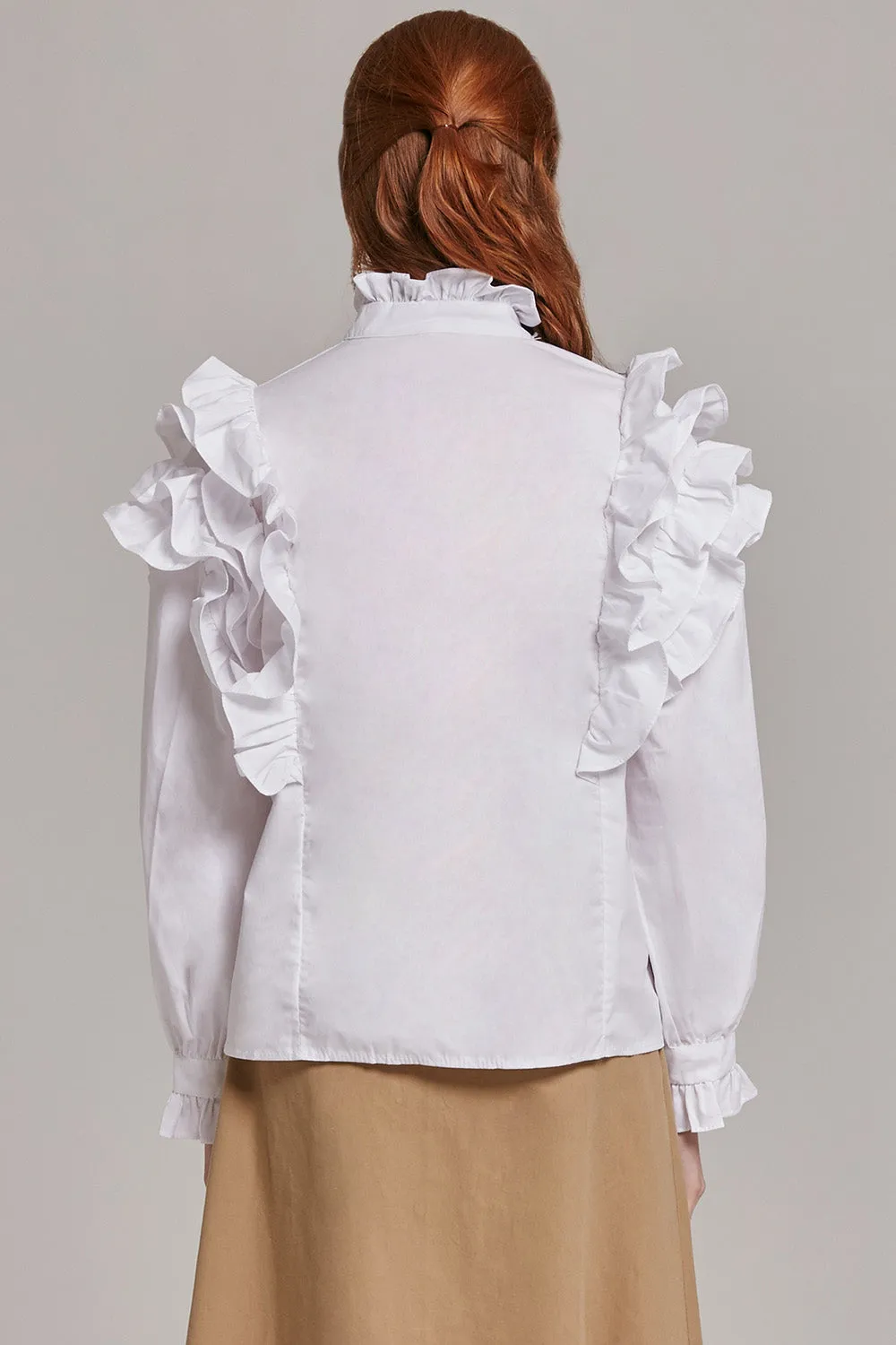 Ellie High Neck Ruffle Blouse