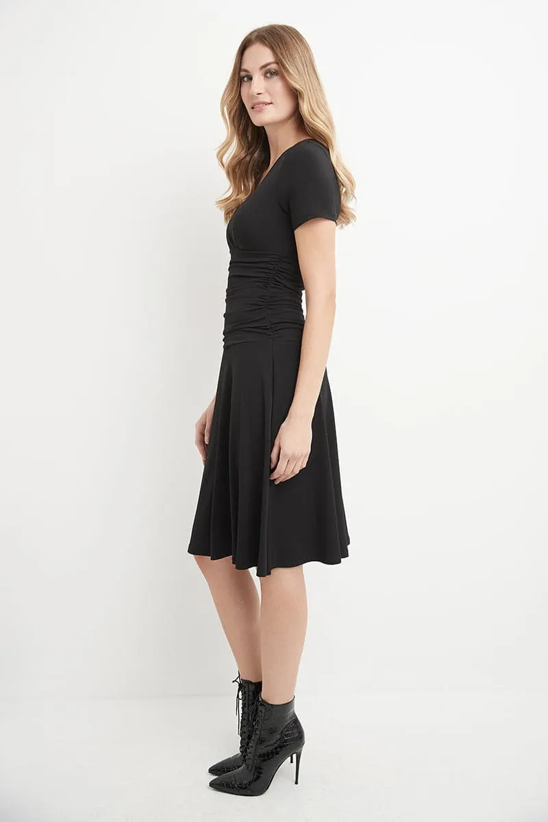 Form-fitting Short Sleeve Dress with Ruching