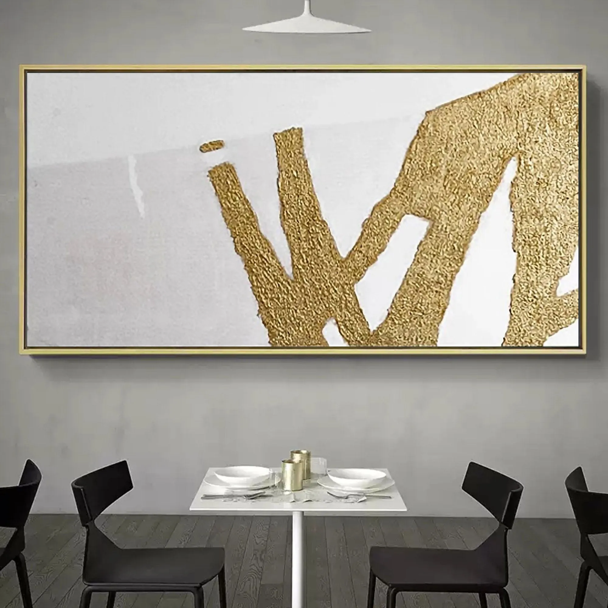 Gold Leaf Painting White Abstract Painting Original Modern Wall Art Dp063