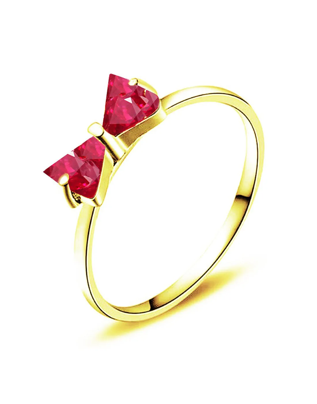 Gold Plated Trendy Elegant Austrian Red Crystal BOW Cut Ring