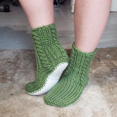 Gorgeous Green NZ Sheepskin and Wool Slipper Socks