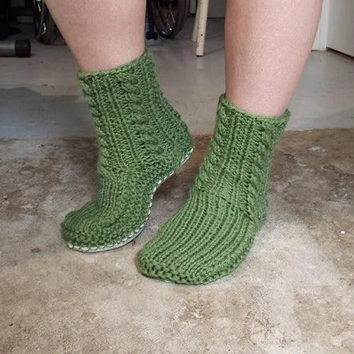 Gorgeous Green NZ Sheepskin and Wool Slipper Socks