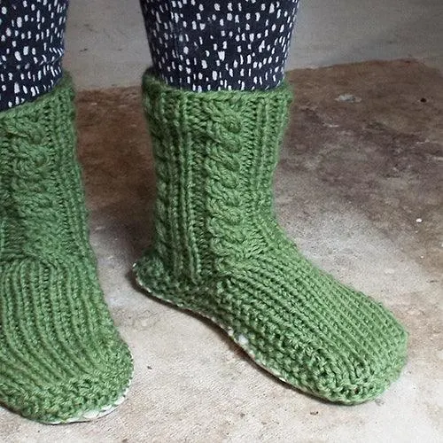 Gorgeous Green NZ Sheepskin and Wool Slipper Socks