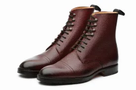 Grain Leather Boots –Burgundy