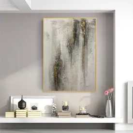 Gray White Gold Abstract Painting Contemporary Wall Art Op092