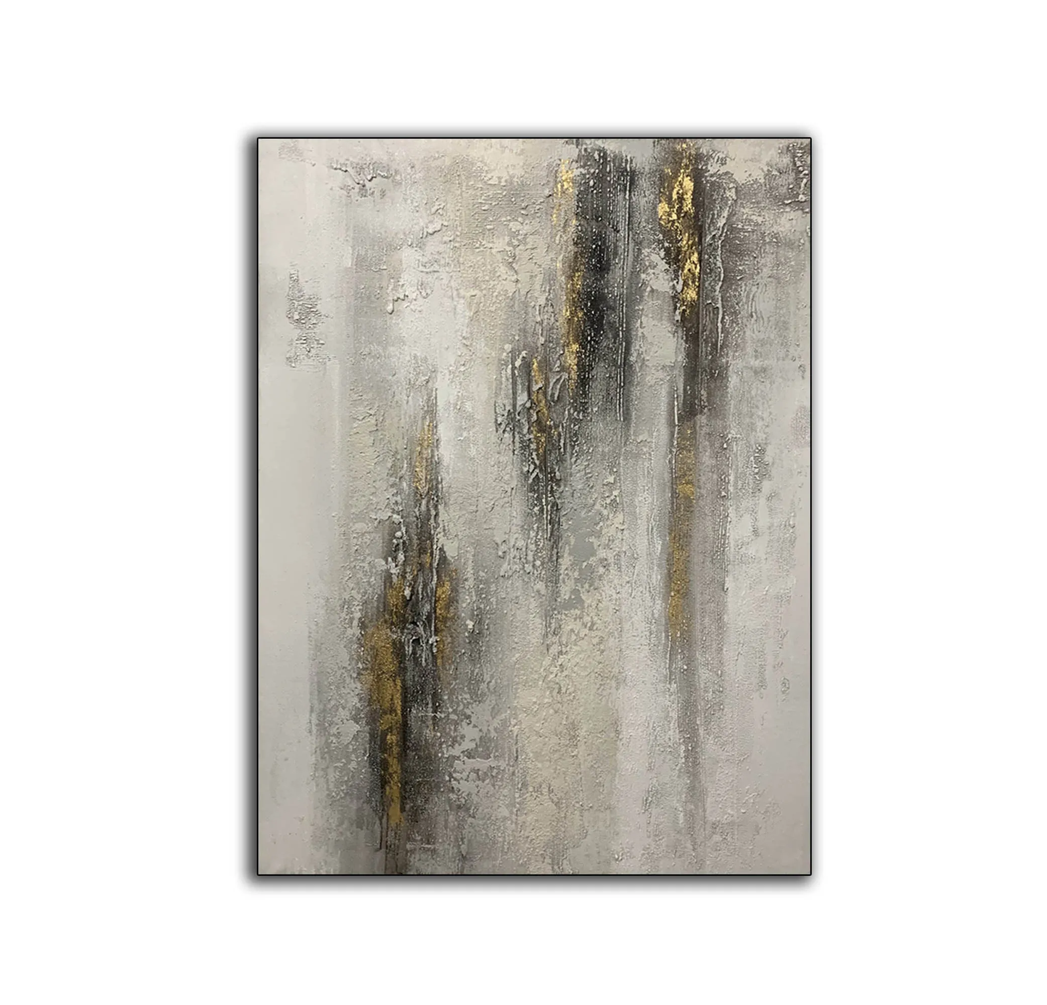 Gray White Gold Abstract Painting Contemporary Wall Art Op092