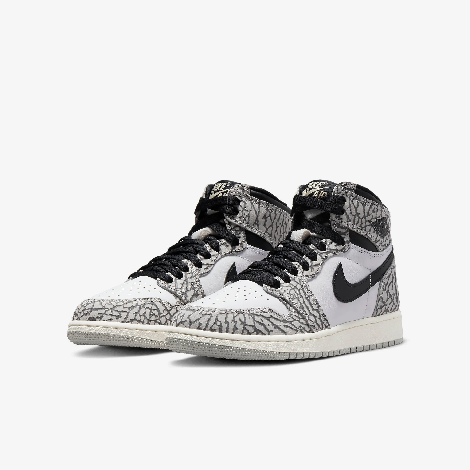 (GS) Air Jordan 1 Retro High OG 'White Cement / Elephant Print' (2023) FD1437-052