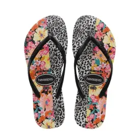 Havaianas Slim Print Floral Black/Black - Kids