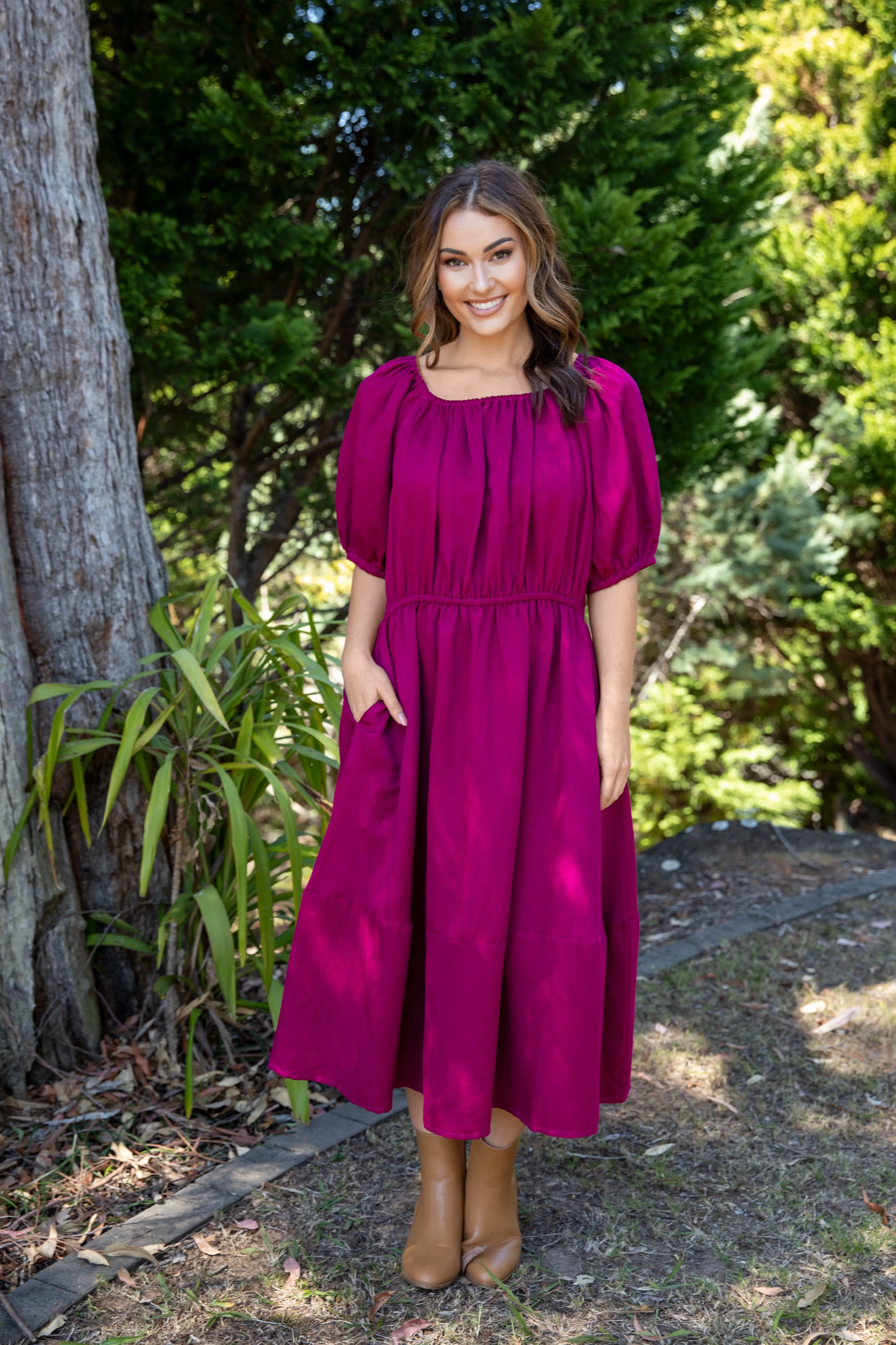 Juliette Dress in Deep Plum