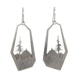 Layered Conifer Tree and Mountain Earrings