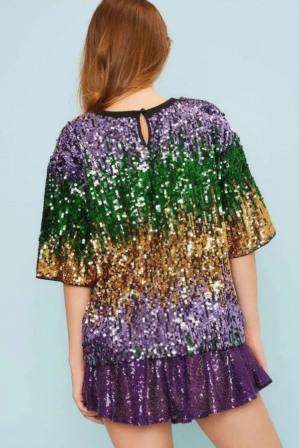 Mardi Gras Sequin Top