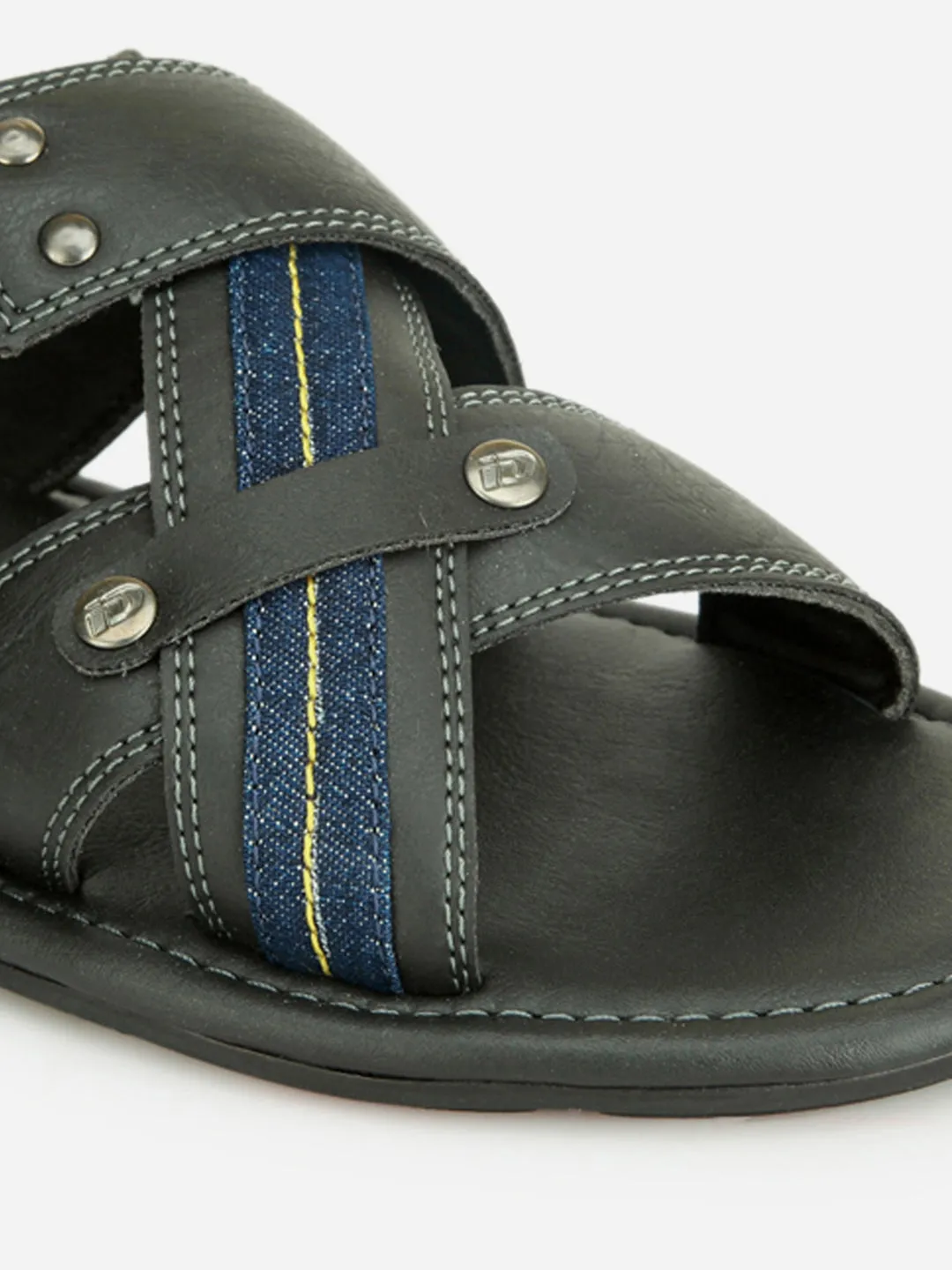 Men's Black Slip On Sandal (IX5008)