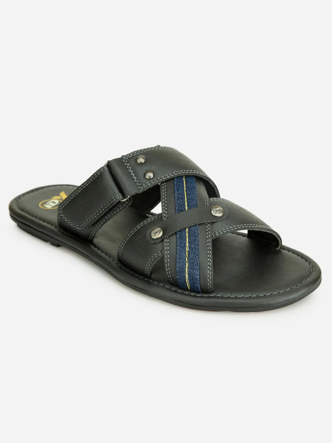 Men's Black Slip On Sandal (IX5008)