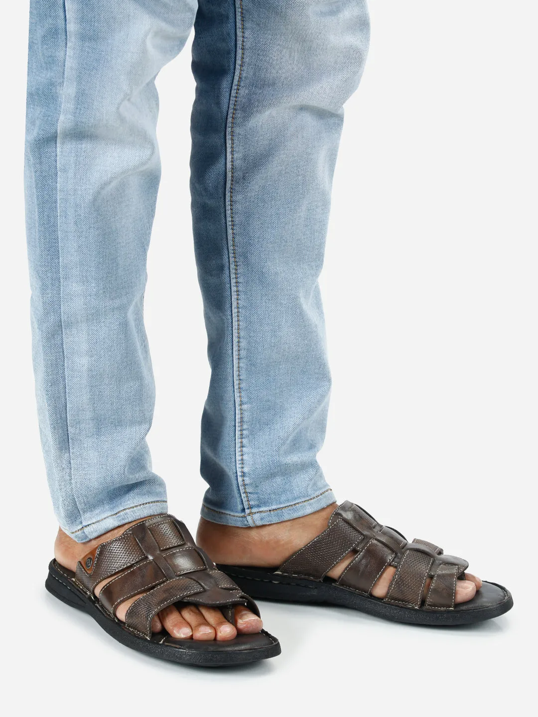 Men's Brown Slip On Comfort Sandal (ID4129)