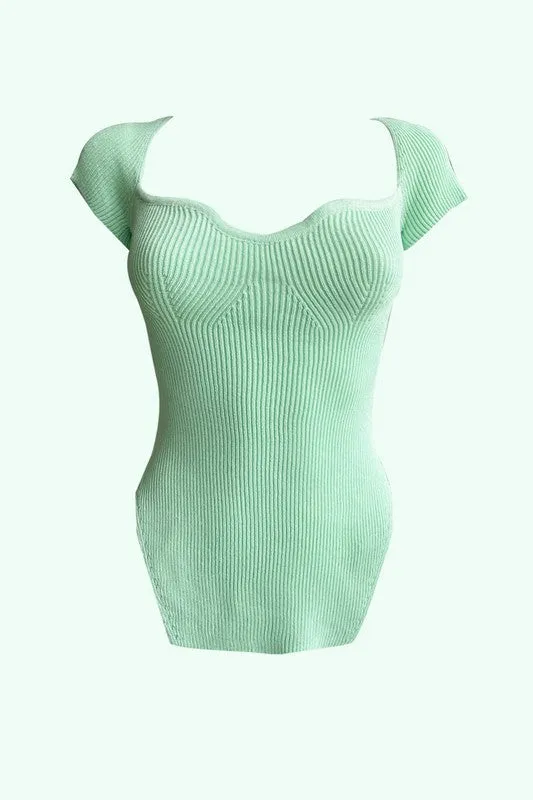 MODA GREEN KNIT TOP