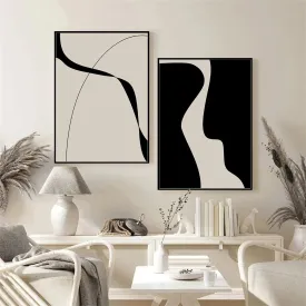 Modern Abstract Black Shape & Line Minimalist Wall Art Fine Art Canvas Prints Pictures For Modern Apartment Living Room Bedroom Art Decor