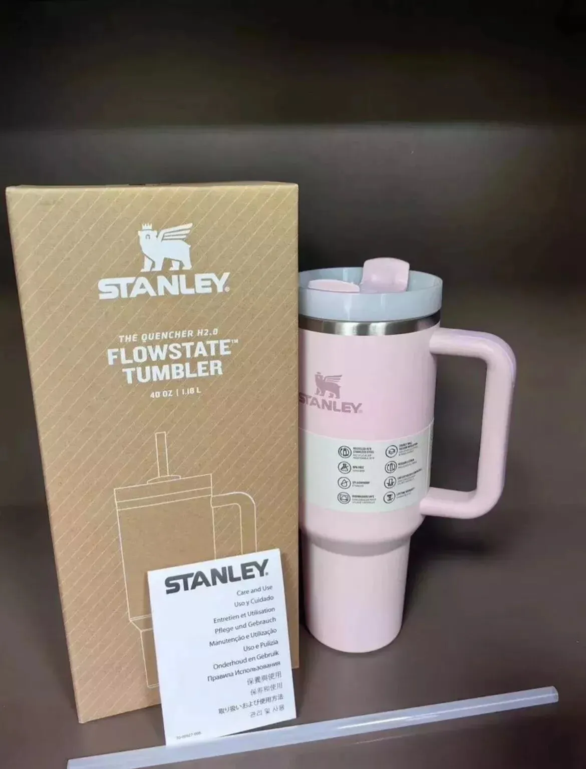 Stanley Quencher H2.0 FlowState Insulated Thermal Mug Sakura Pink