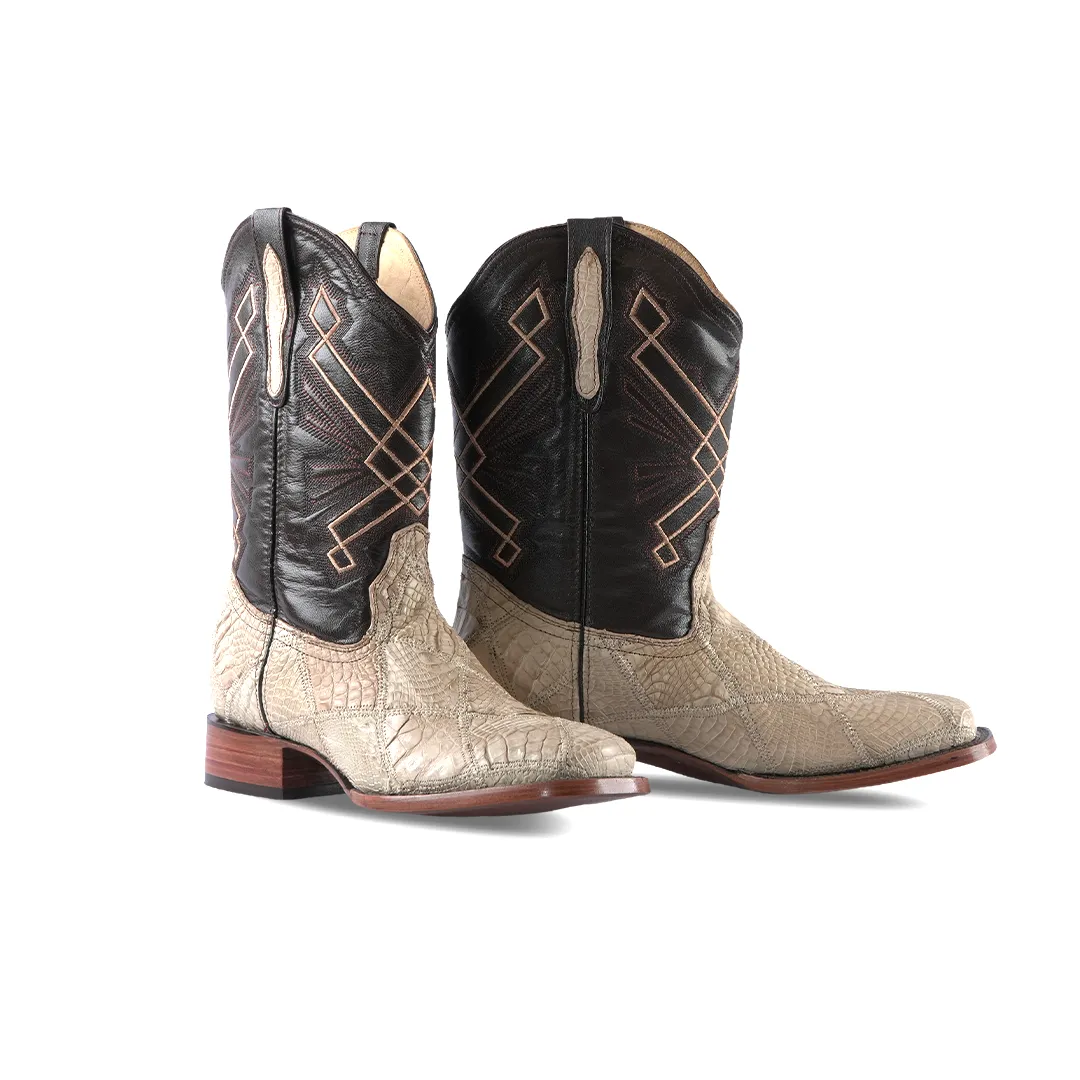 Texas Country Western Boot Bull Dog 8300 Caiman Lomo Coco Hueso rombos